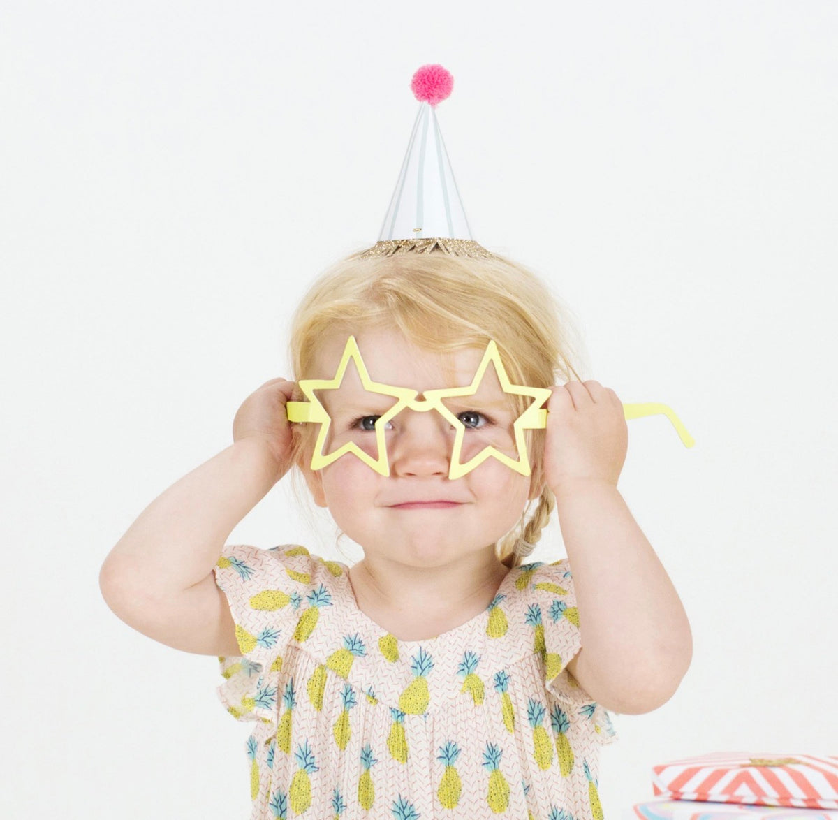 meri meri stripe pompom mini party hats (pack of 8 in 4 colours)