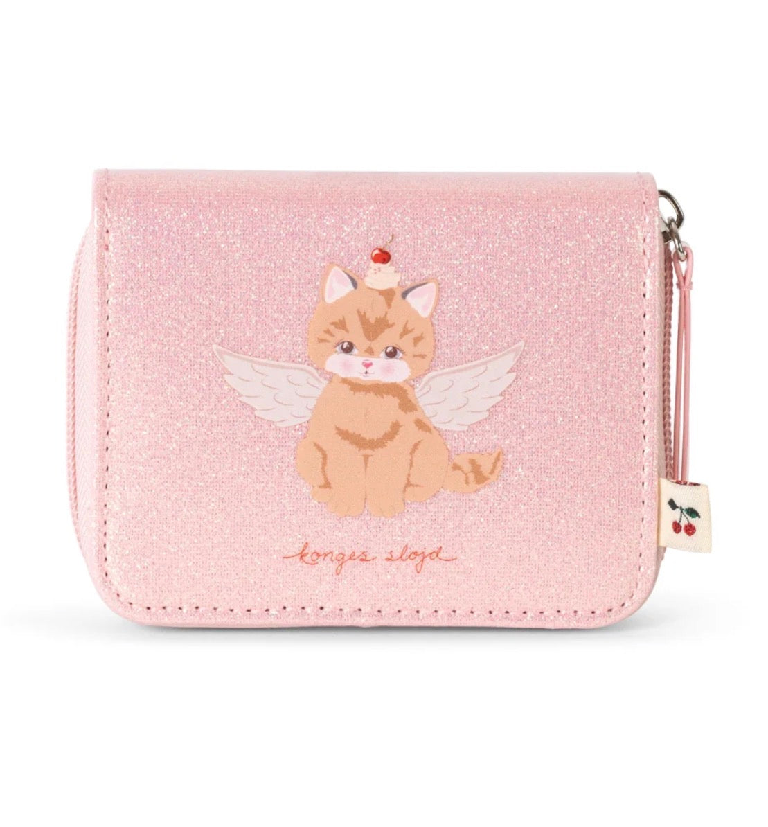 konges slojd cat wallet - cerise glitter pink (pre order)