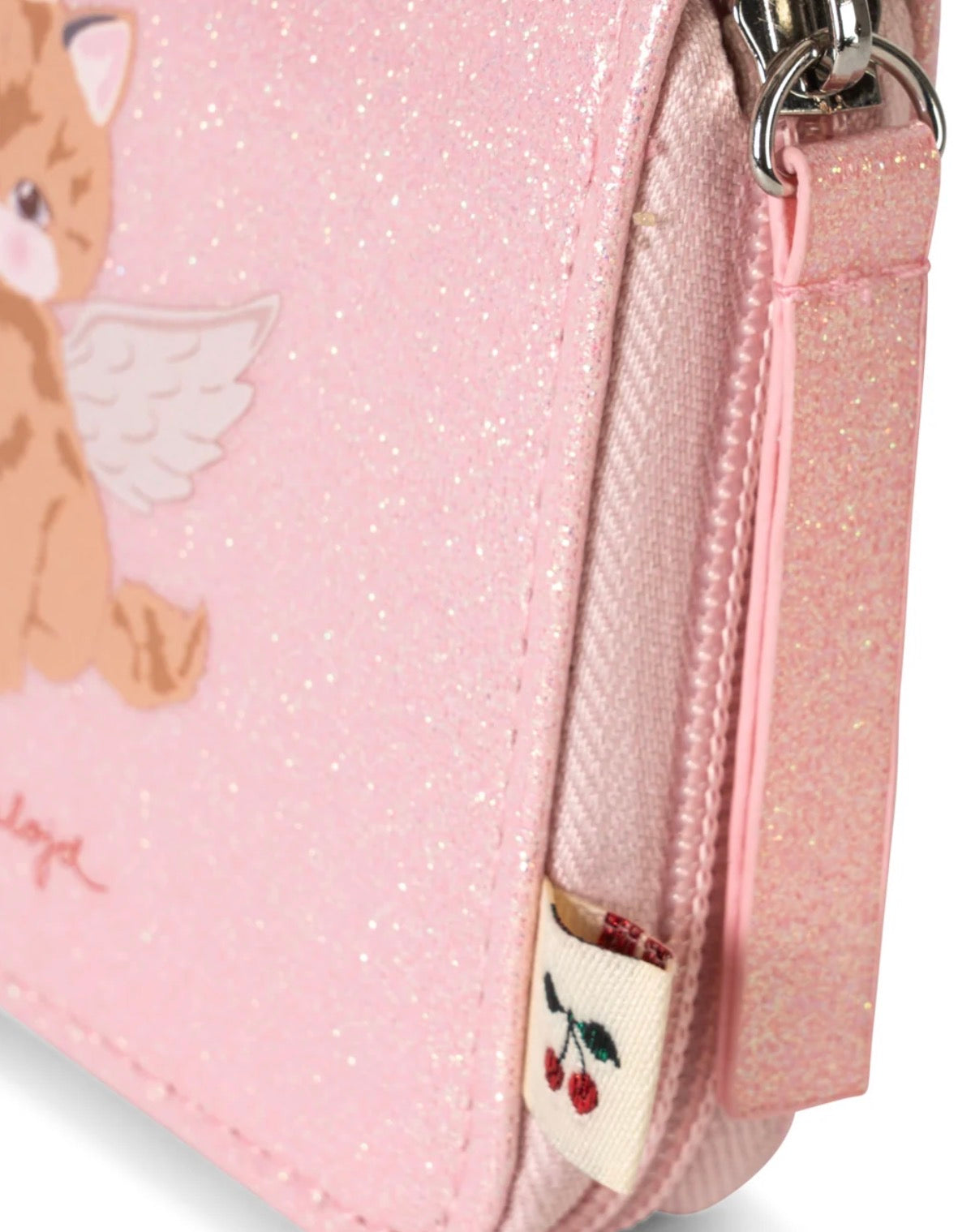 konges slojd cat wallet - cerise glitter pink (pre order)