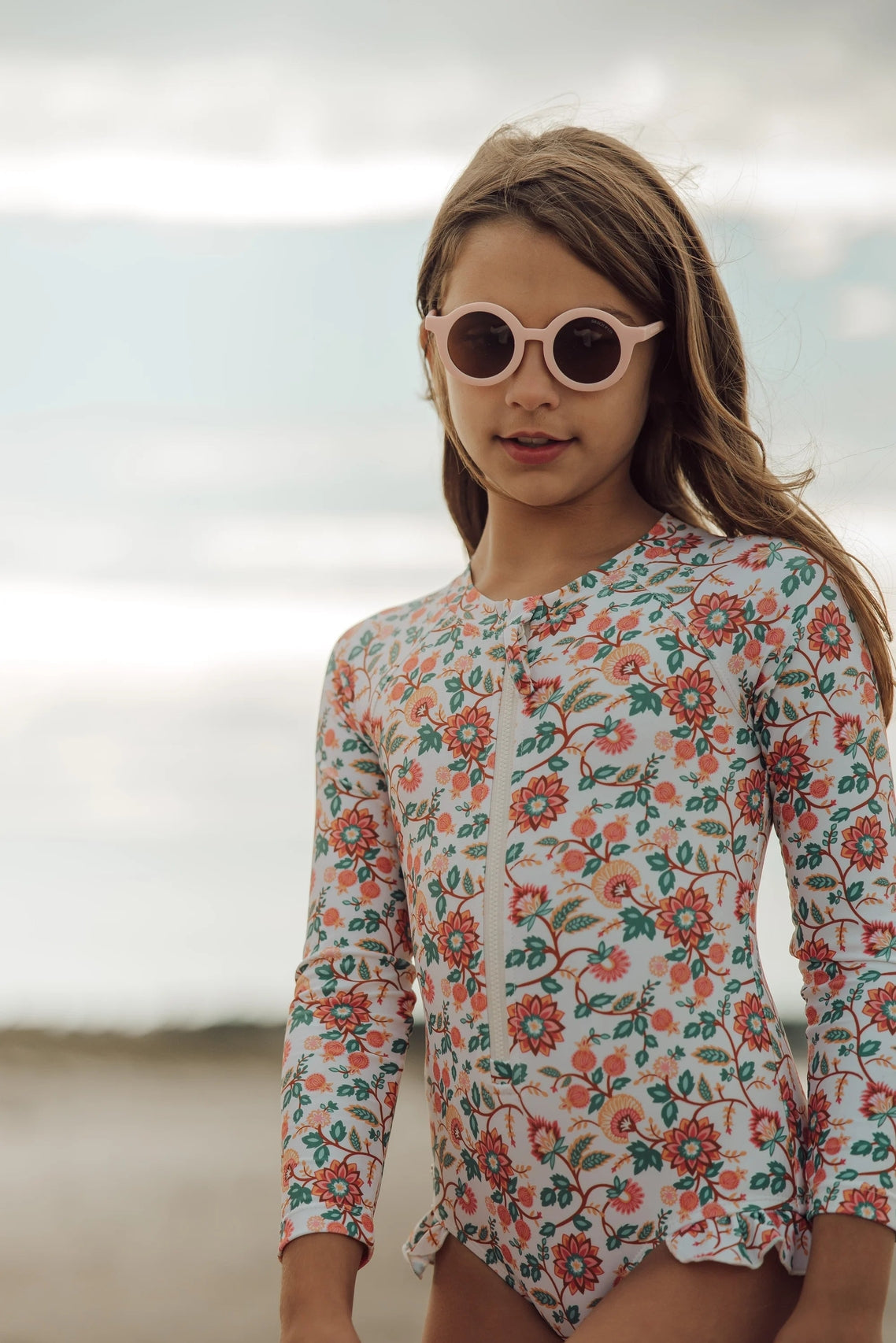 grech & co original round flexible polarized sunglasses - blush bloom