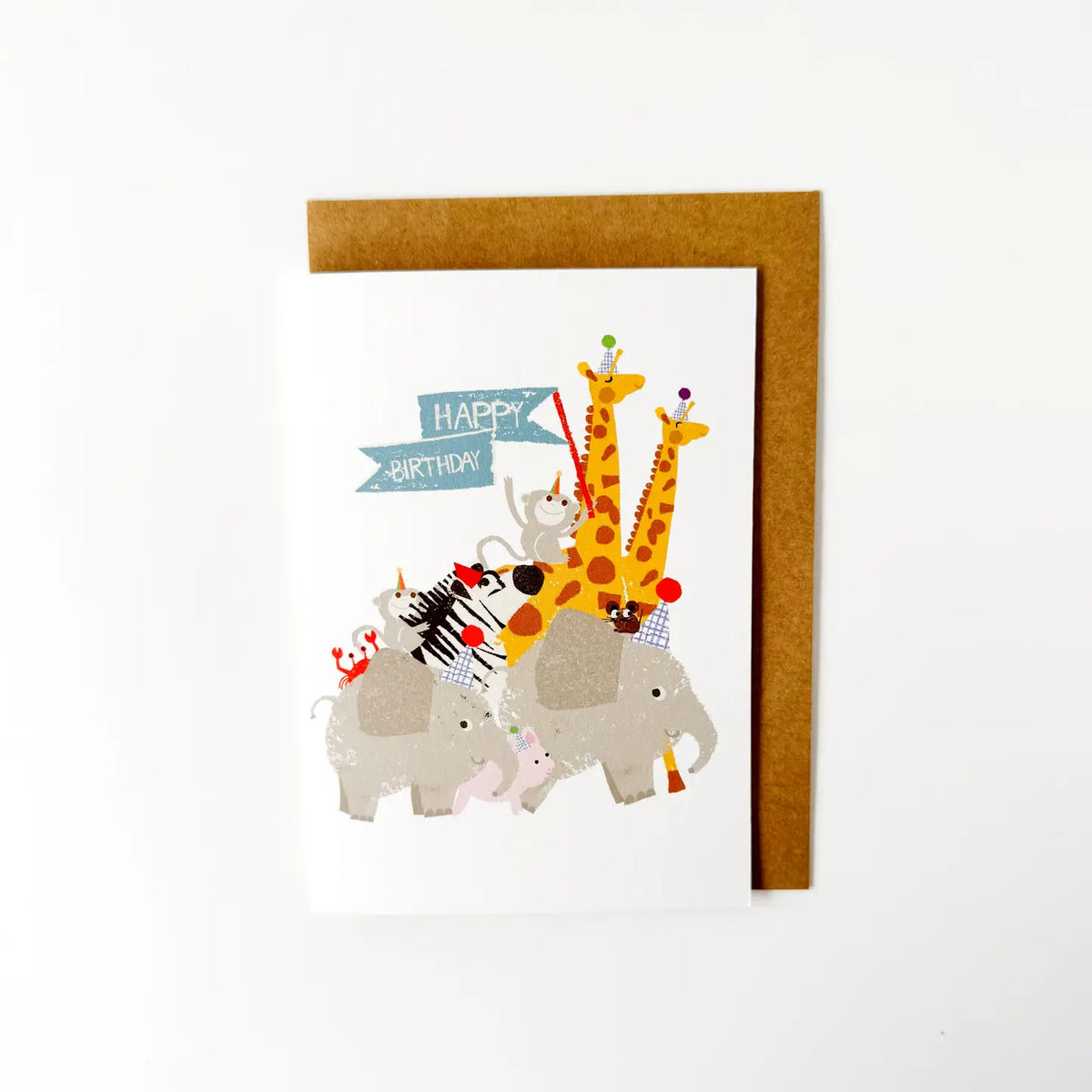 florence fry happy birthday card - animal parade