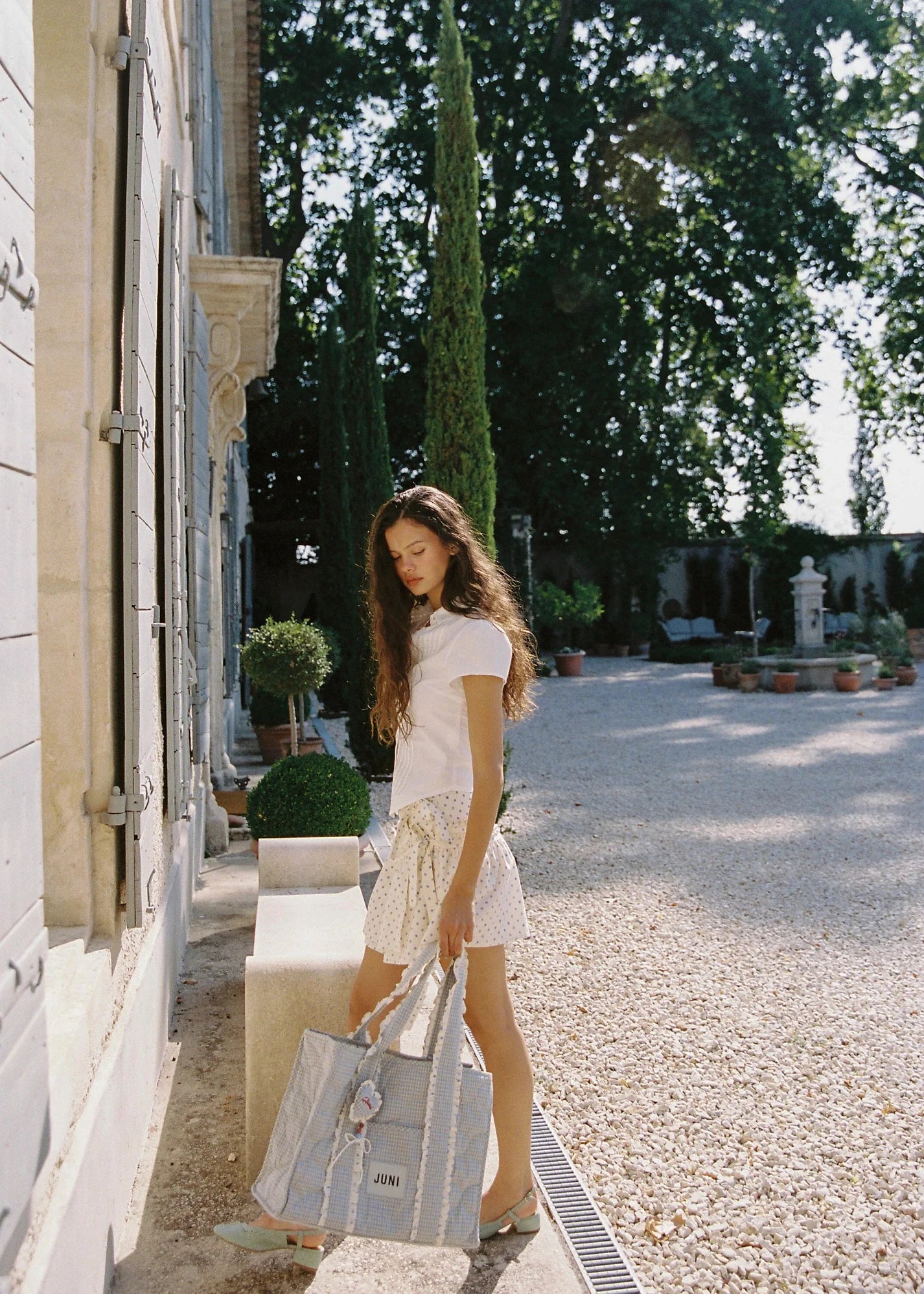 juni heart bag charm  - blue check - pre order