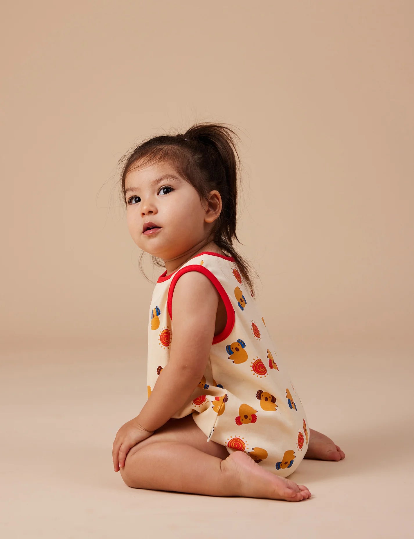 goldie + ace klip on koala bubble romper - vanilla