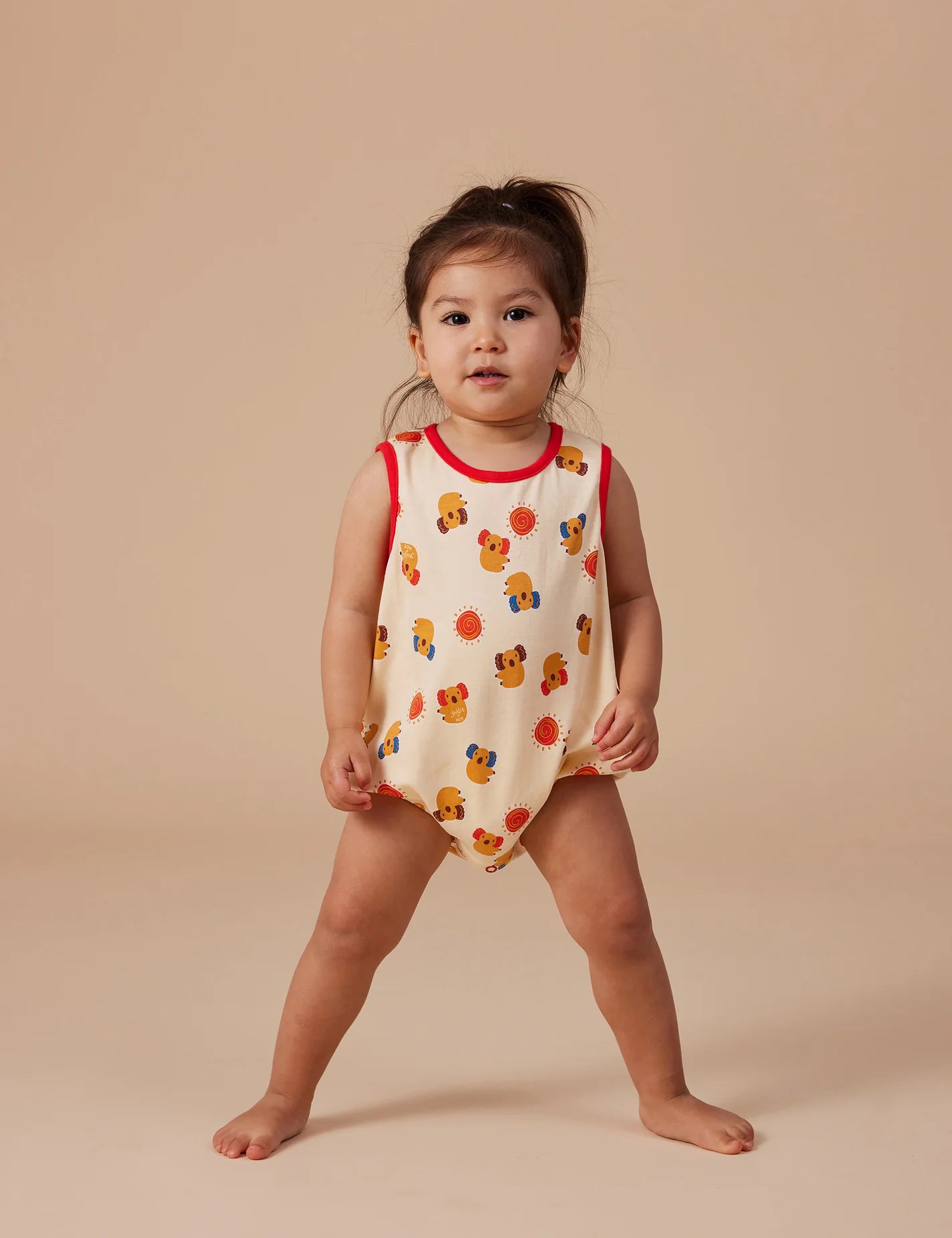 goldie + ace klip on koala bubble romper - vanilla