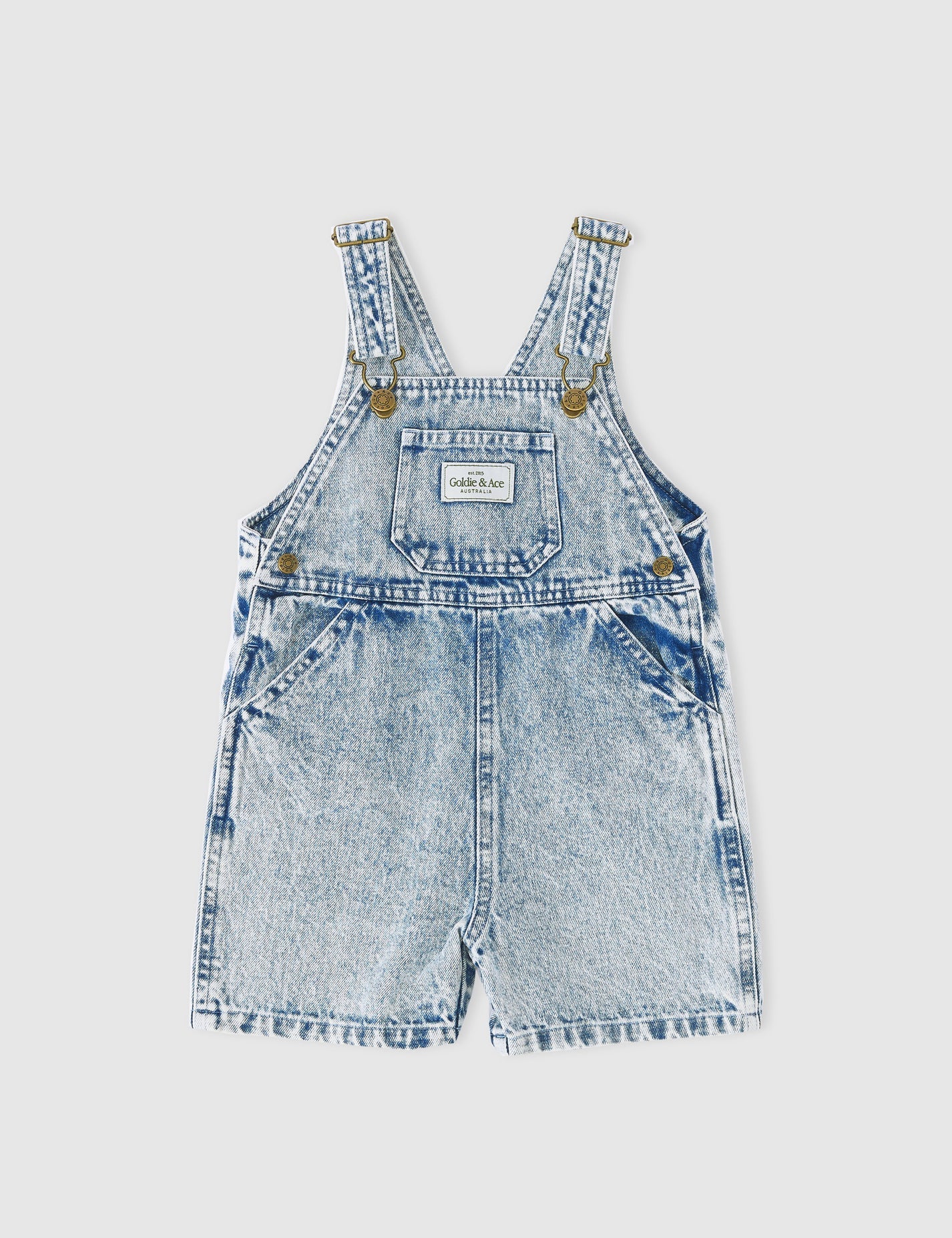 goldie + ace burton vintage washed denim overalls - light denim