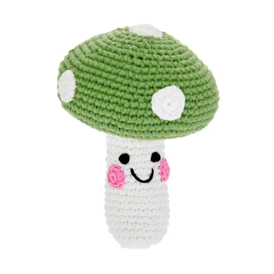 pebble child whimsical green mushroom rattle