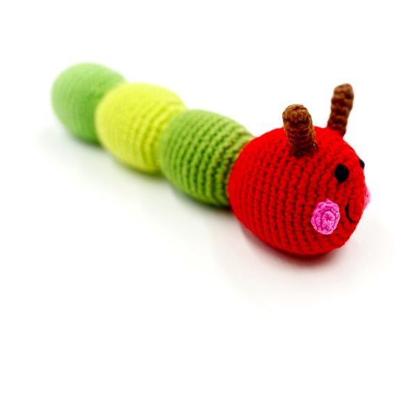 pebble child friendly caterpillar rattle - green