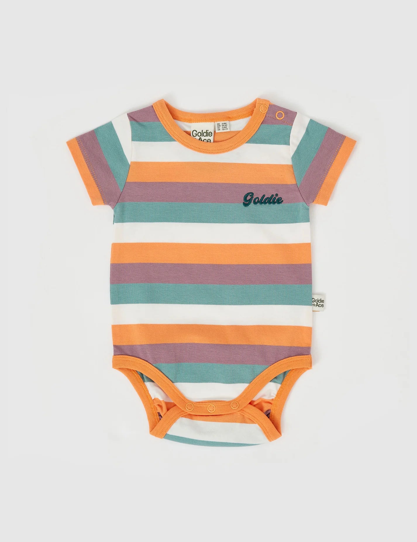 goldie + ace nostalgia stripe embroidered bodysuit