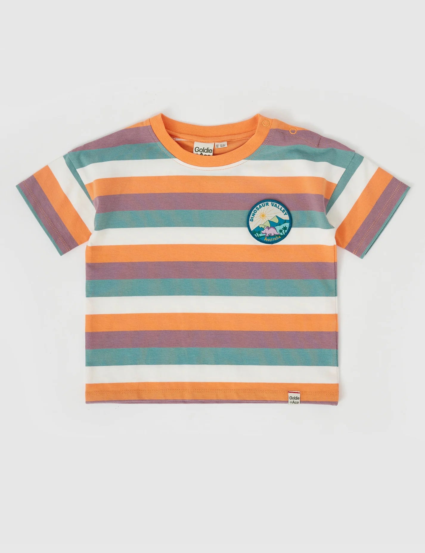 goldie + ace dino valley nostalgia stripe t-shirt