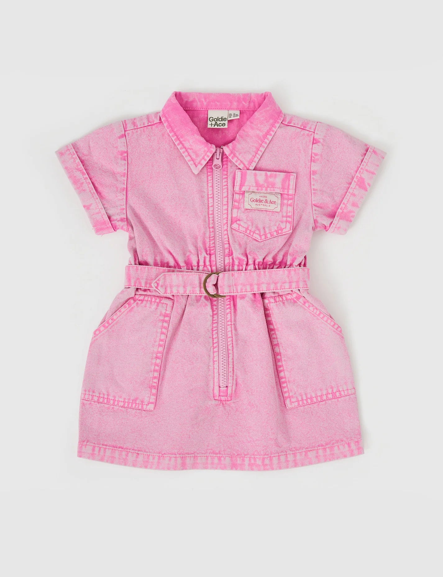 goldie + ace piper denim belted dress - bubblegum