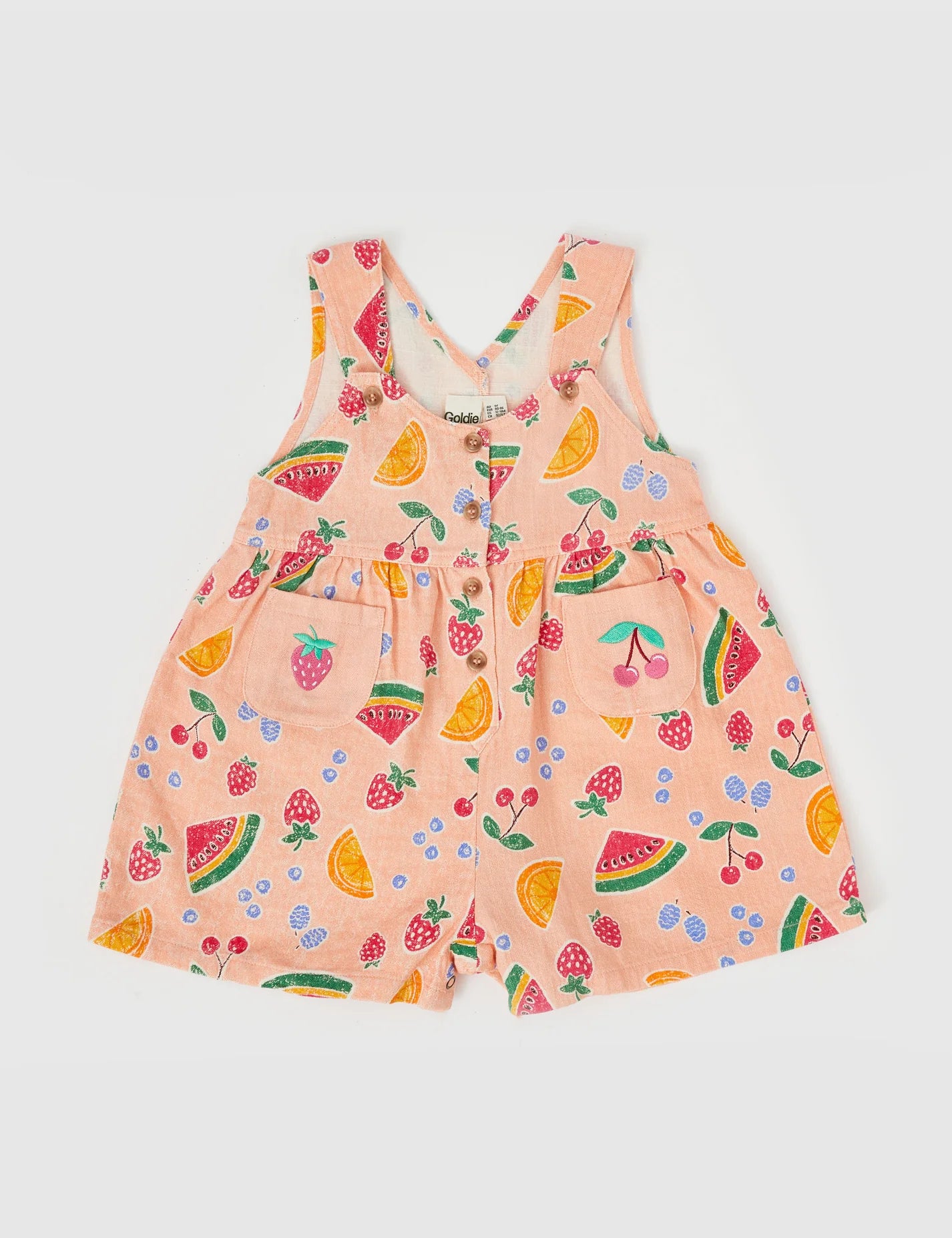 goldie + ace austin sara linen shortalls - fruit salad