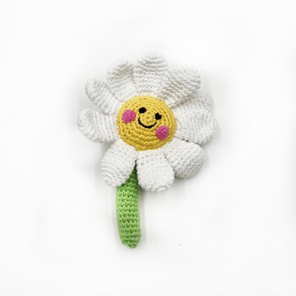 pebble child friendly daisy rattle - white