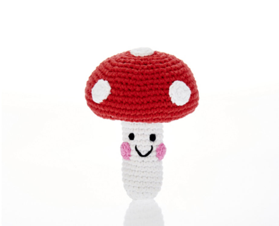 pebble child friendly toadstool rattle - red