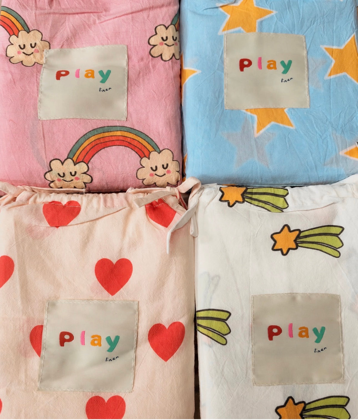 play linen 'grow with me' swaddle wrap - sweetheart love hearts (pre order)