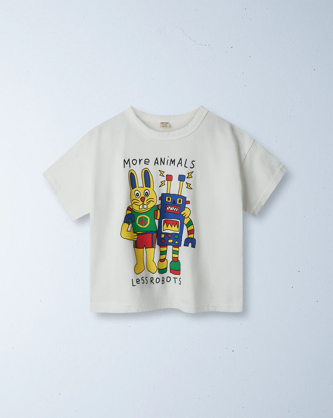 ziggy zaza more animals, less robots tee - white - pre order