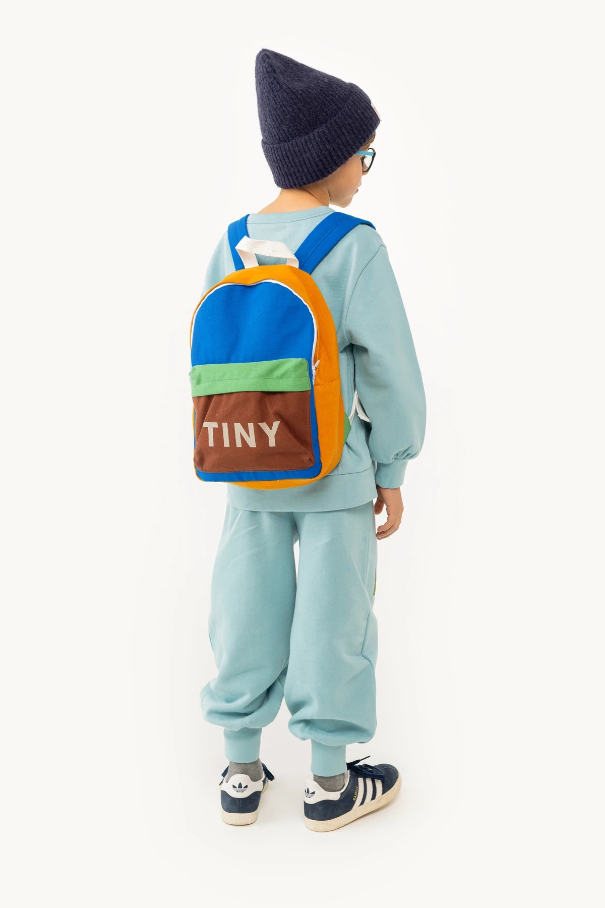 tiny cottons colour block backpack - blue / emerald