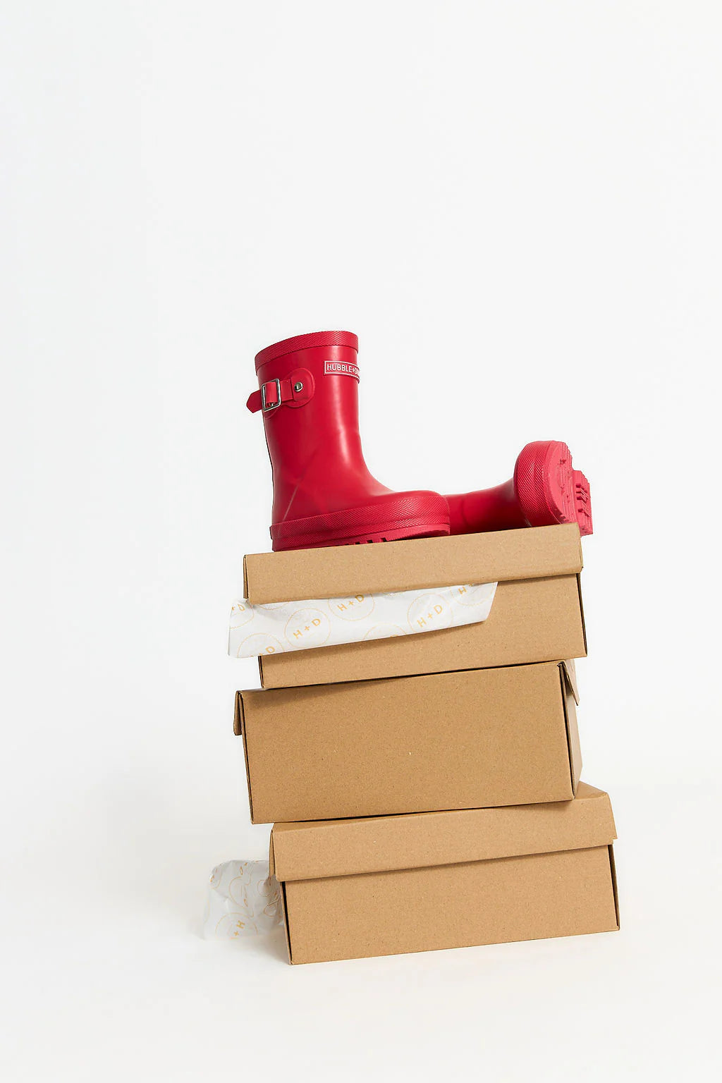 hubble + duke natural rubber gumboots - hot chilli