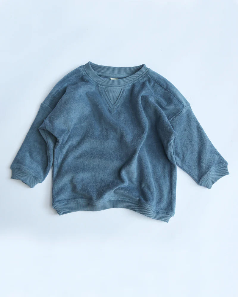 summer and storm relaxed terry pullover - denim blue