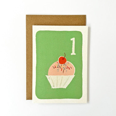 florence fry number 1 birthday card - cupcake