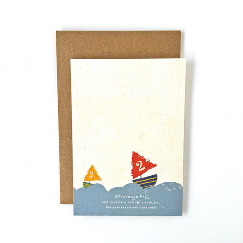 florence fry number 1 birthday card - sail boat