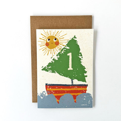 florence fry number 1 birthday card - sail boat