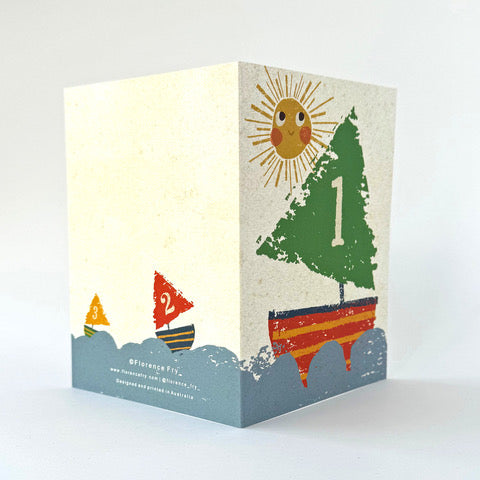 florence fry number 1 birthday card - sail boat