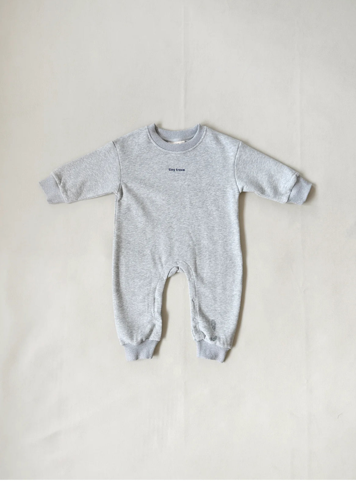 tiny trove otto puff logo circle romper - grey marle