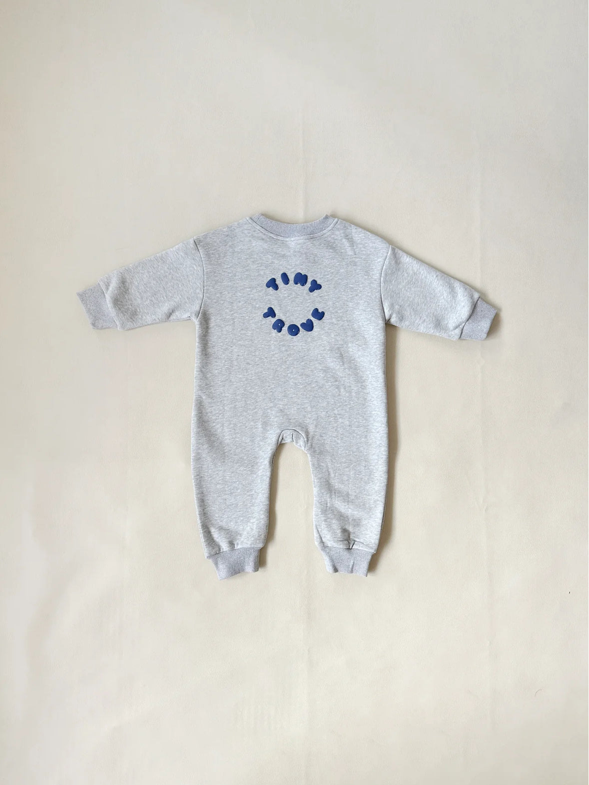 tiny trove otto puff logo circle romper - grey marle
