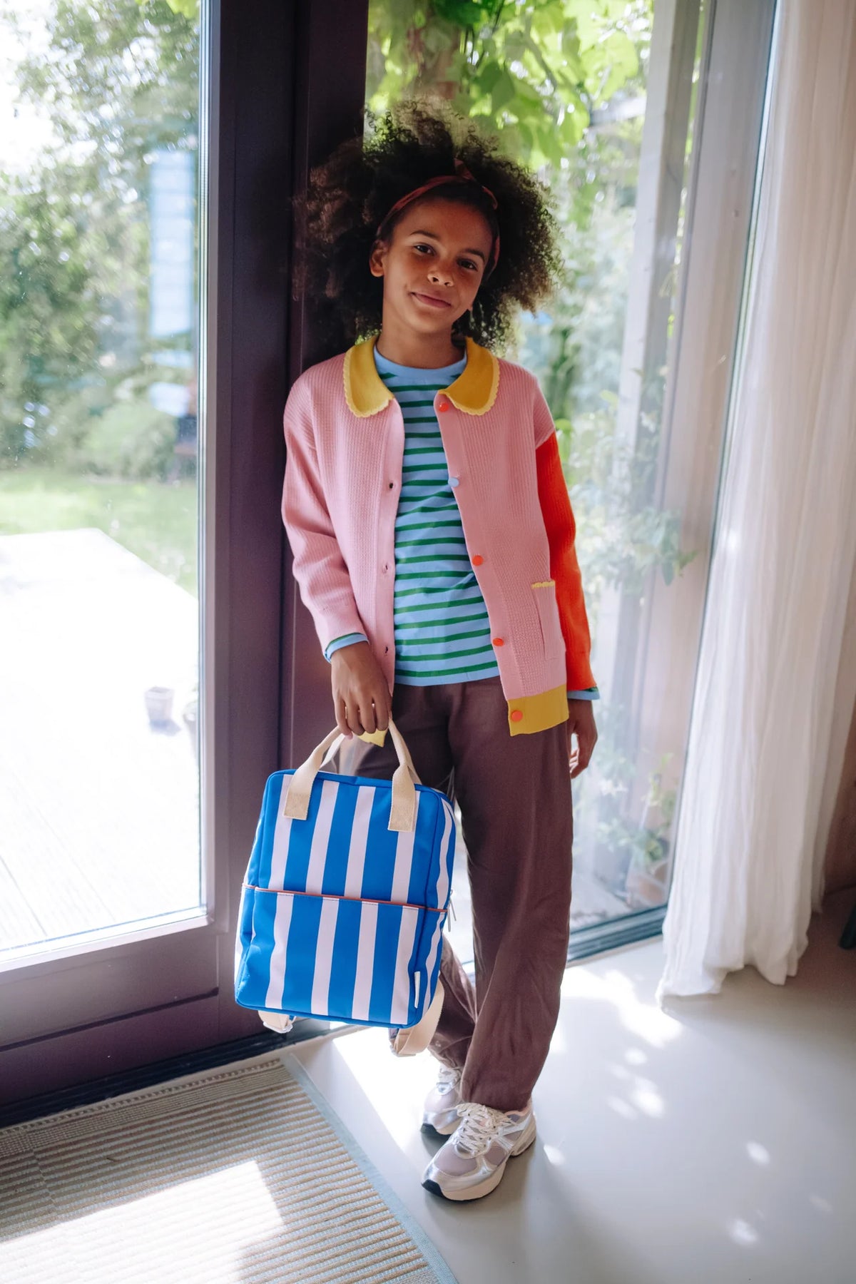 sticky lemon medium backpack - sticky memories / stripes + ink blue (pre order)