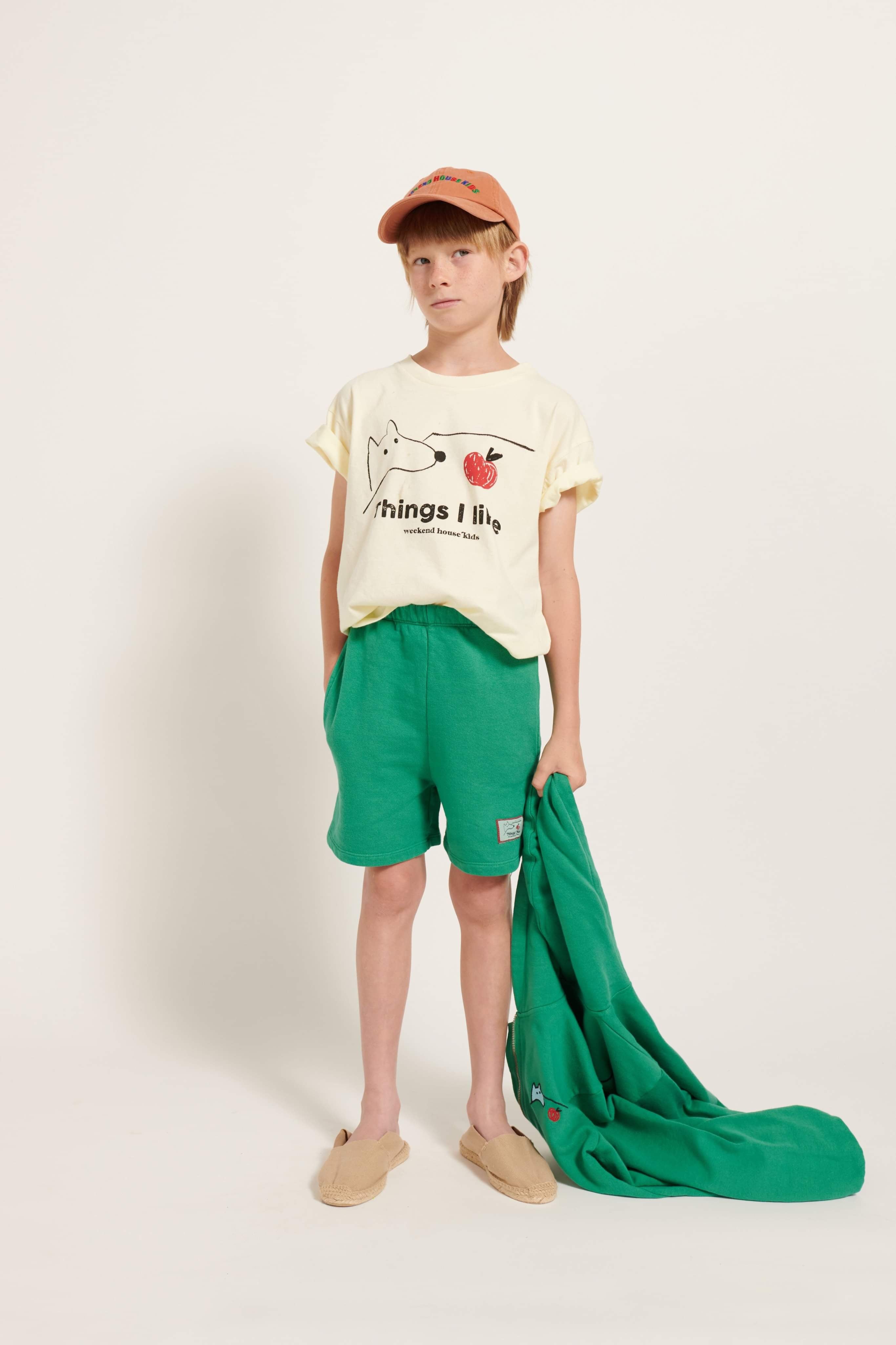 weekend house kids things i like t-shirt - soft yellow