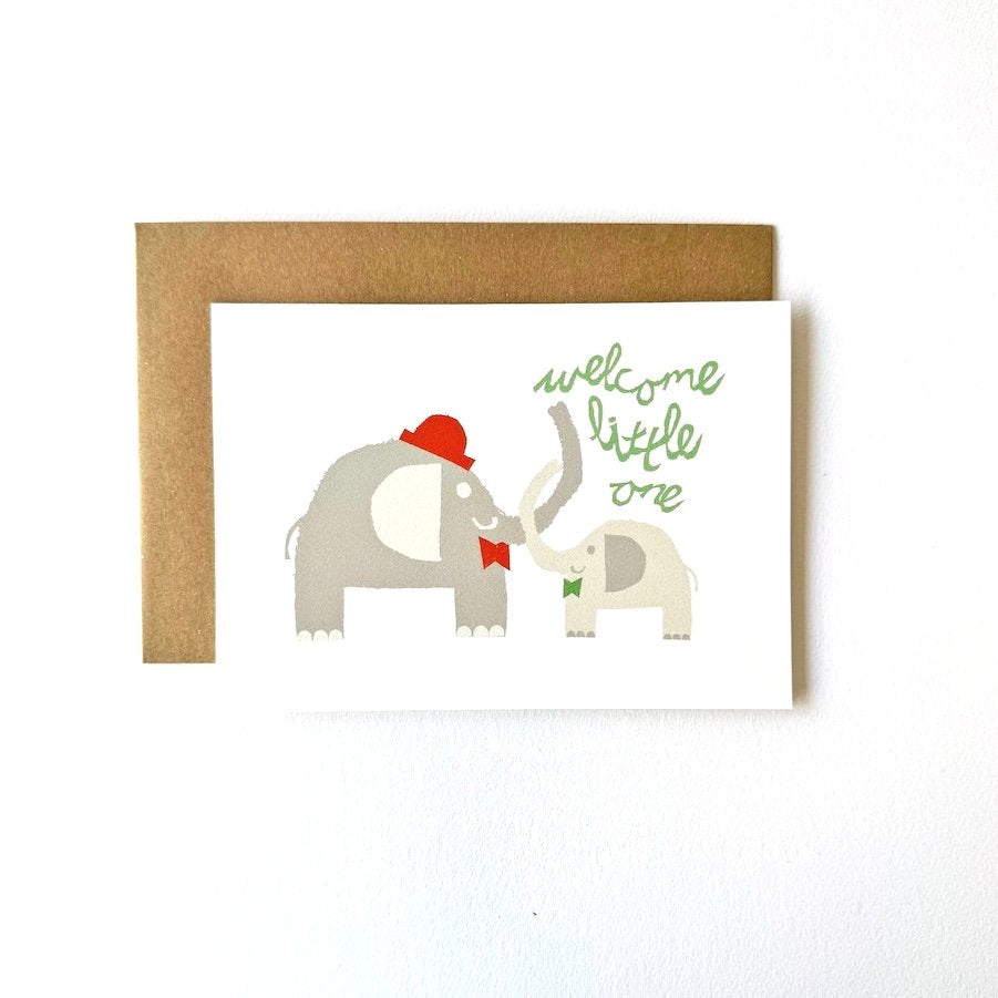 florence fry welcome little one card - elephant