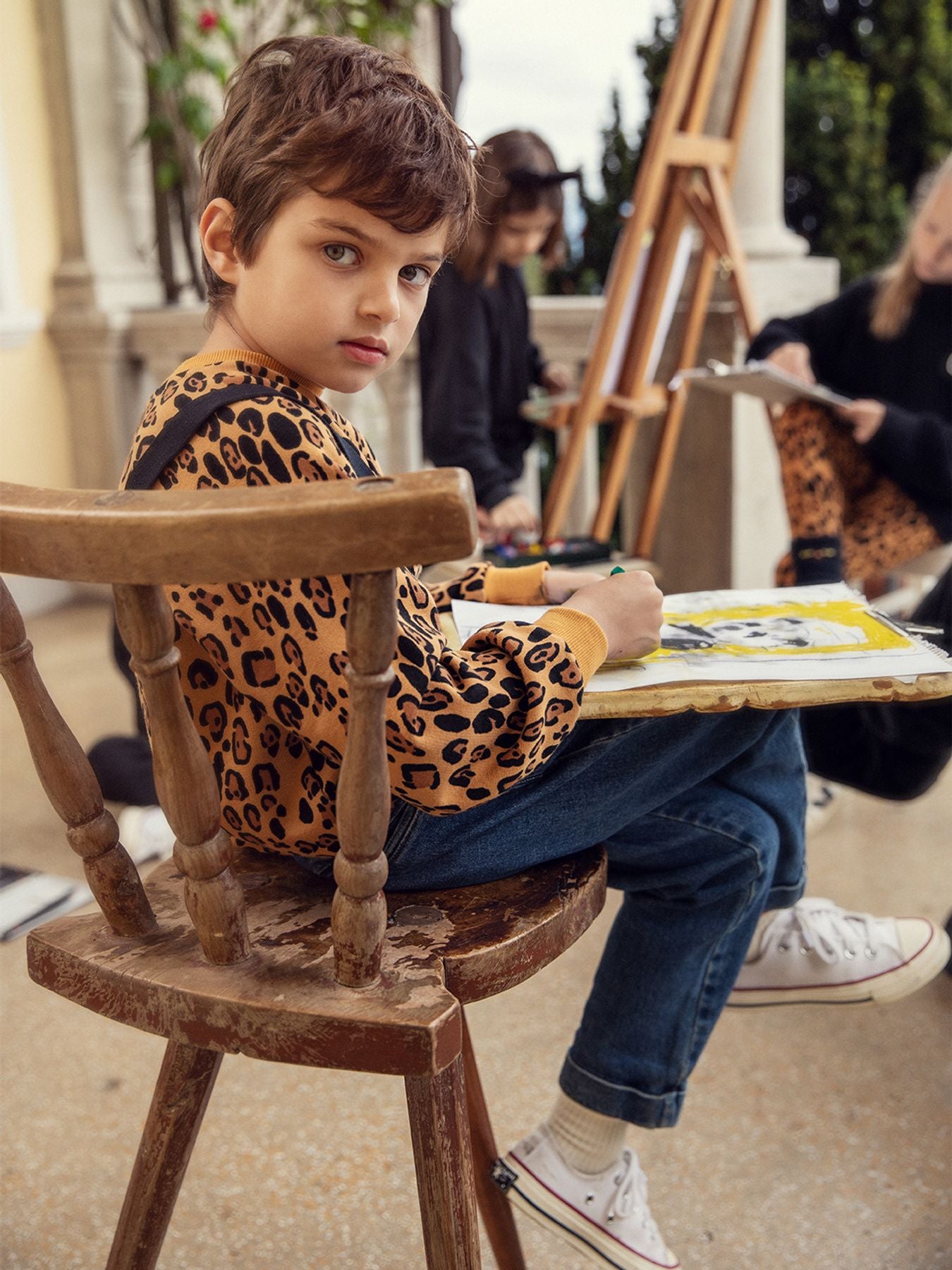 mini rodini basic leopard sweatshirt - beige - pre order