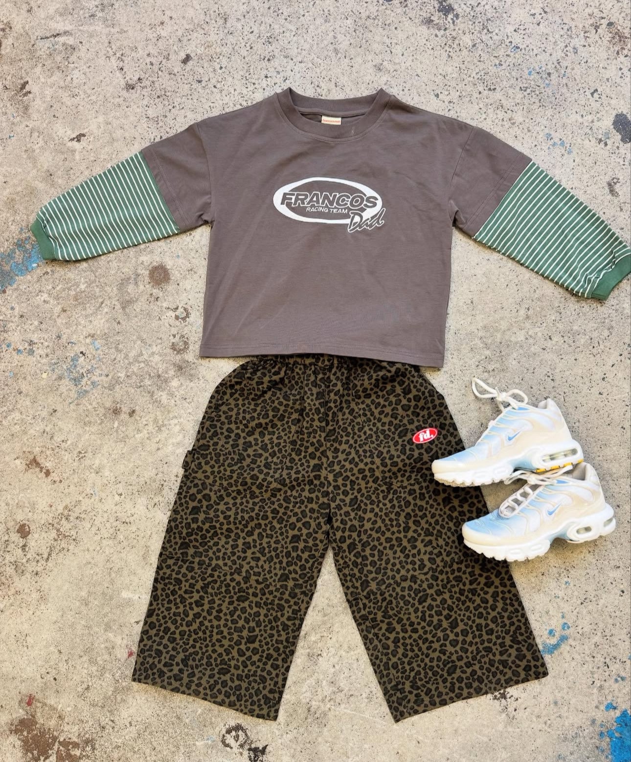 franco’s dad double layer ls tee - charcoal stripe