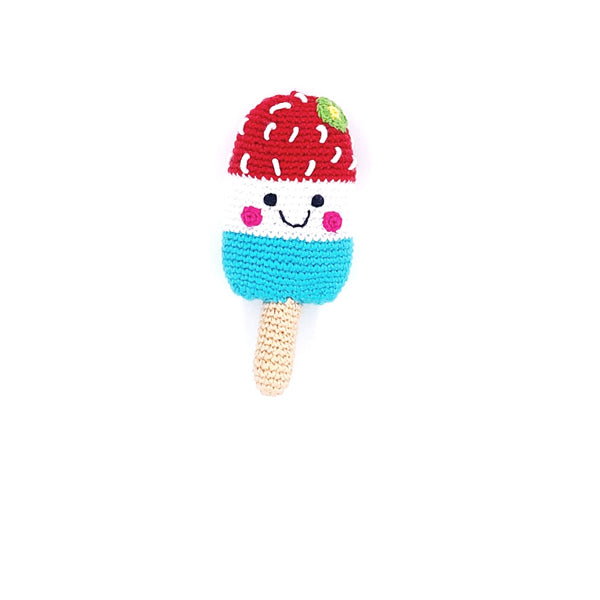 pebble child friendly ice lolly rattle - red