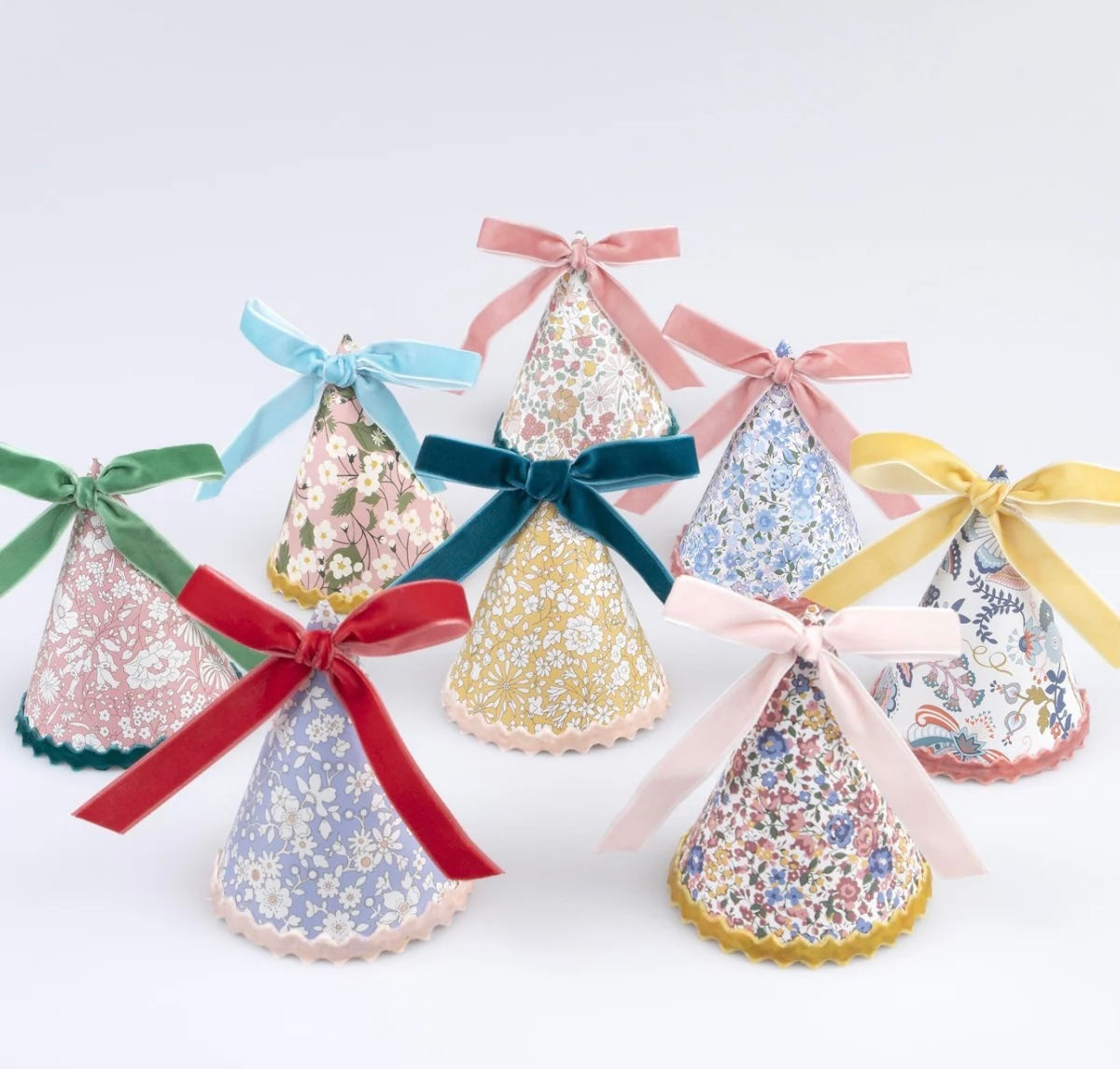 meri meri x liberty party hats (pk of 8 / 8 designs)