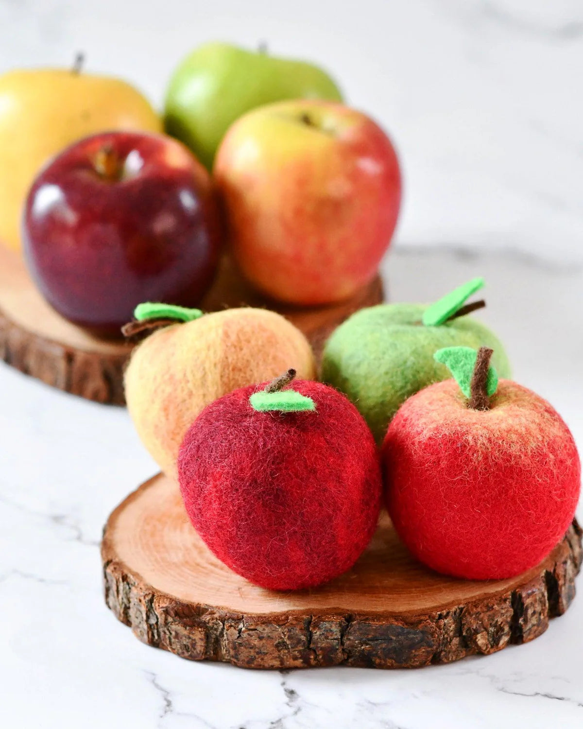 tara treasures felt apples (set of 4)