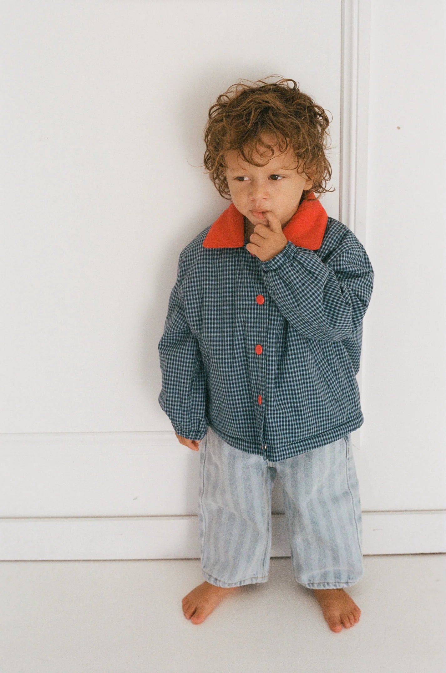 juni jnr sammy padded bomber - blue check