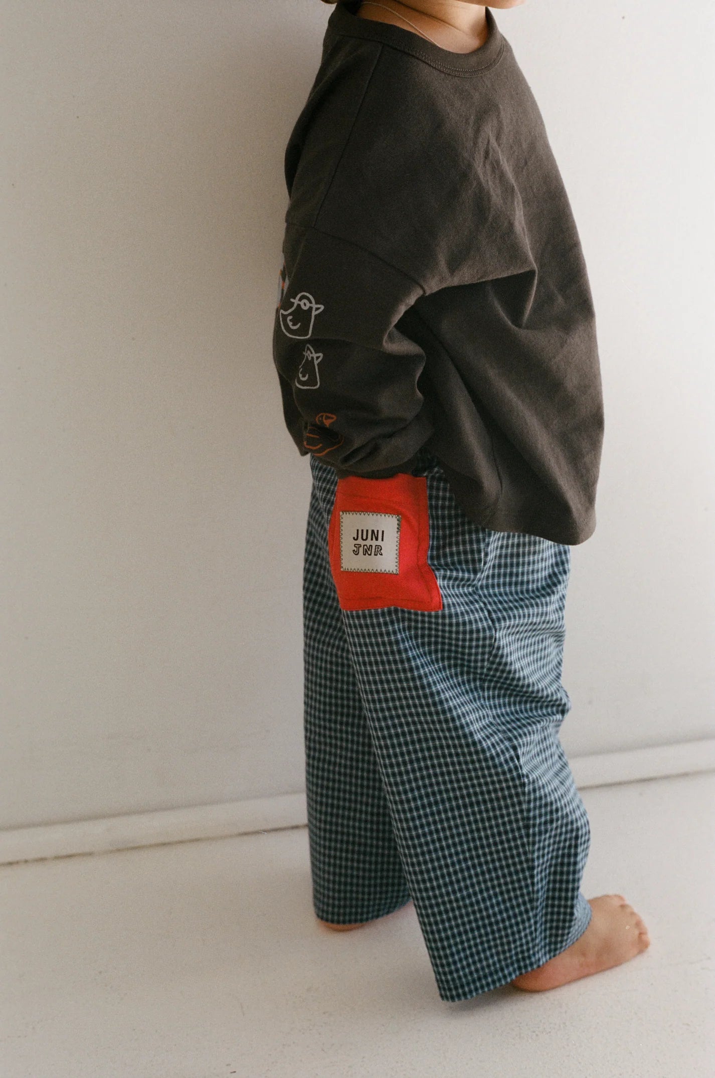 juni jnr benji pants - blue check
