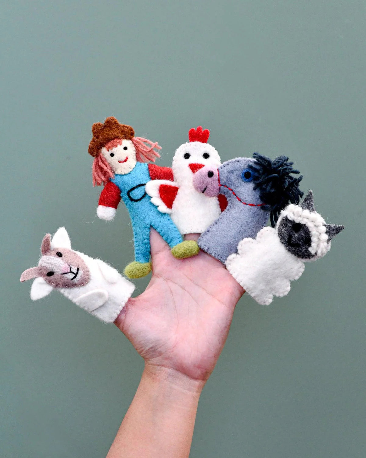 tara treasures old macdonald farm animals b  - finger puppet set