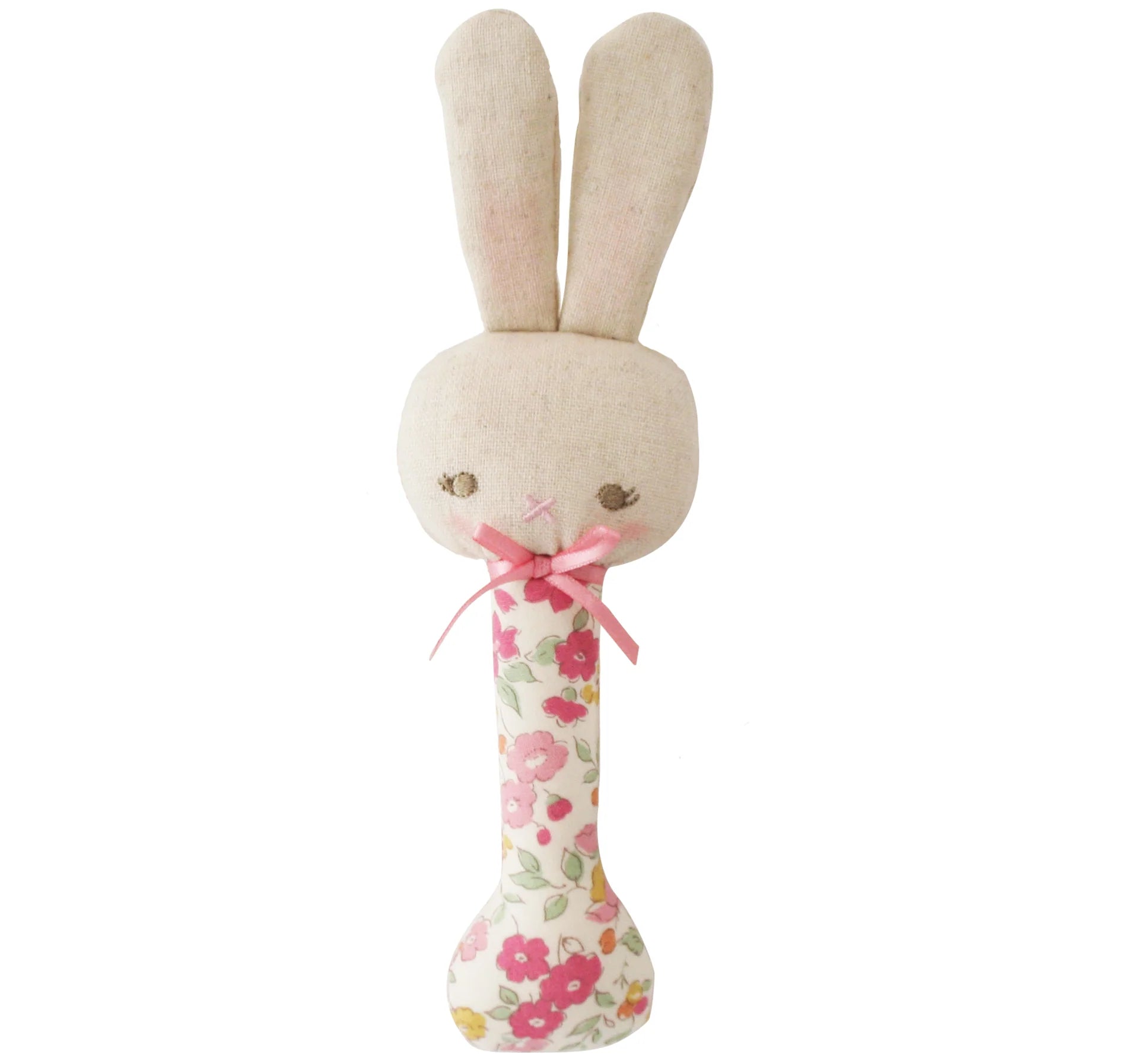 alimrose baby bunny stick rattle - rose garden