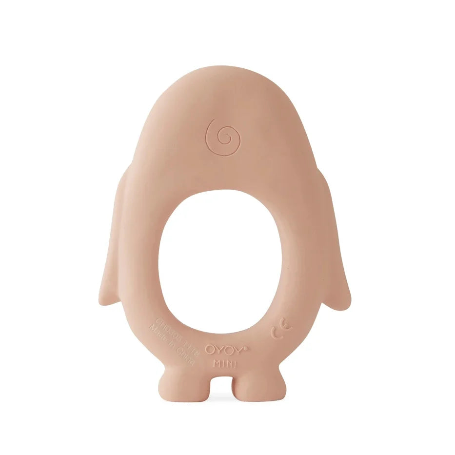 oyoy penguin baby teether - rose