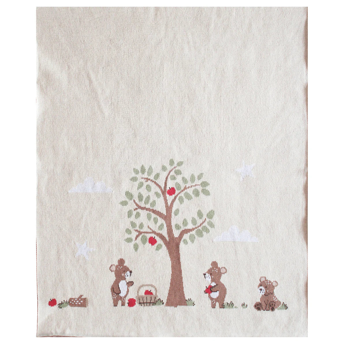 alimrose teddy bears picnic baby blanket - natural