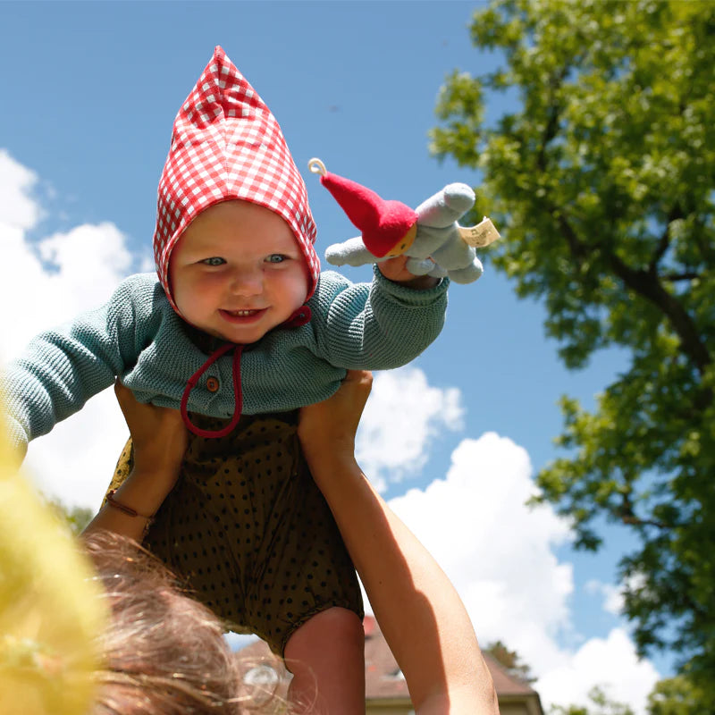 nanchen natur baby gnome rattle - blue - pre order