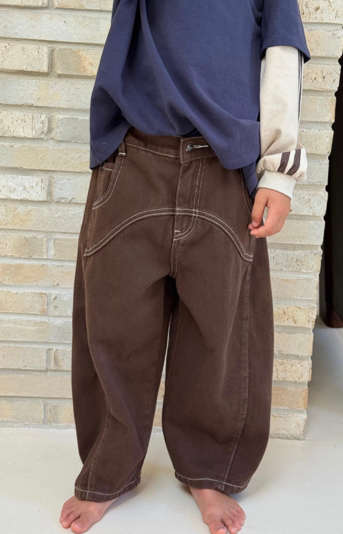 juni jnr dylan barrel leg jean - cocoa