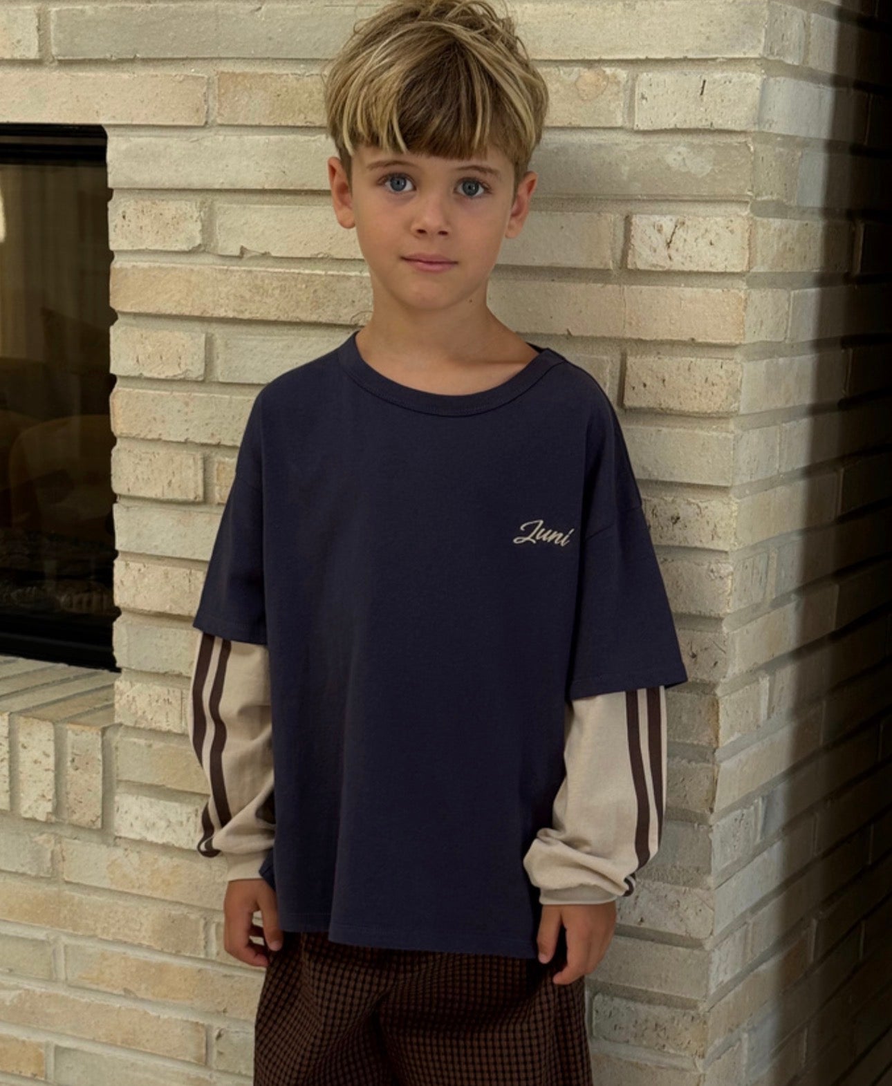 juni jnr rhodes layered tee - navy