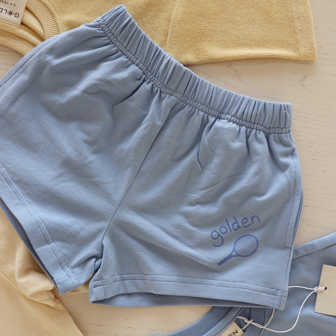 golden children retro boy shorts - palm blue