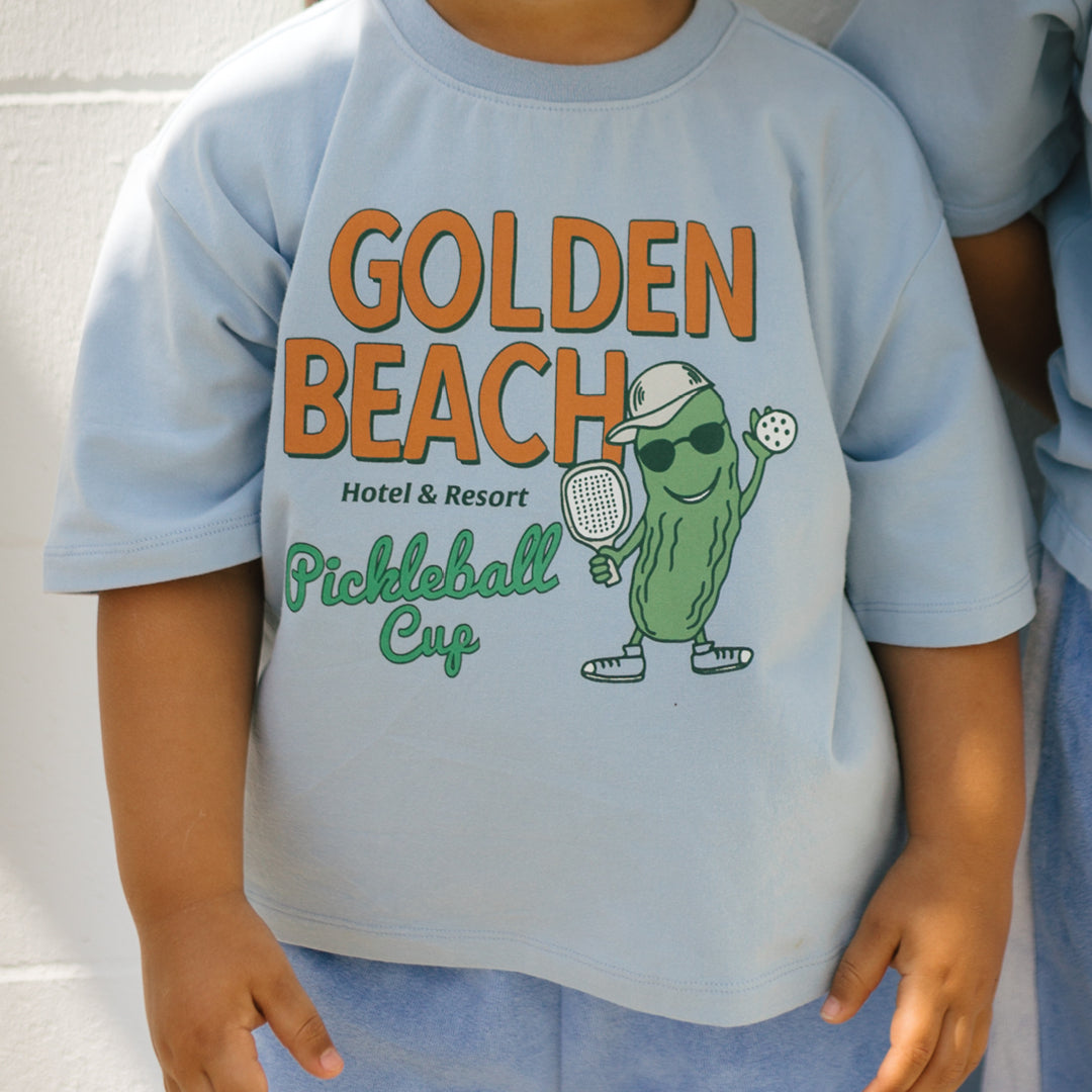 golden children golden beach mid sleeve tee - palm blue