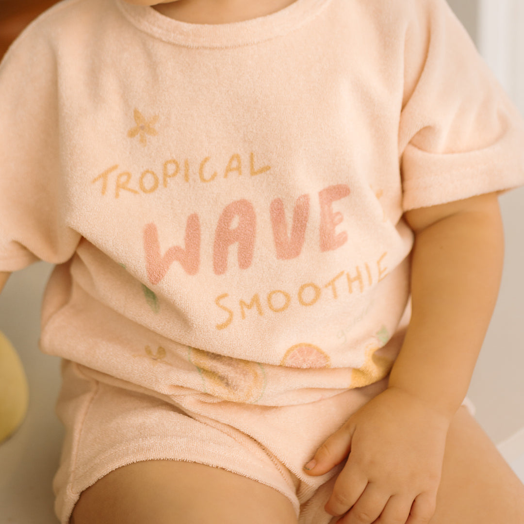 golden children tropical wave playsuit - pearl pink