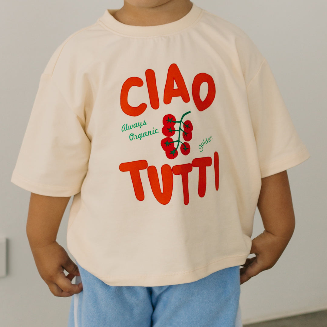 golden children ciao tutti mid sleeve tee - vanilla parfait