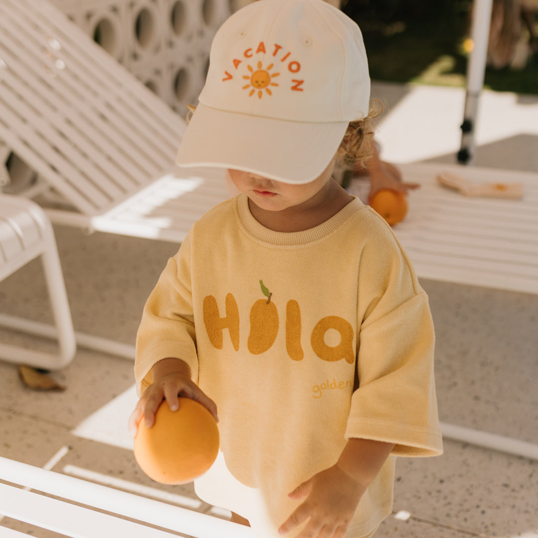 golden children hola mid sleeve terry tee - sunlight